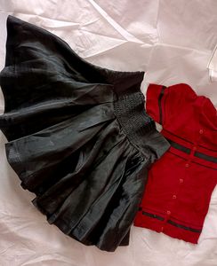 Coord Set, Pleated Skirt And Crop Top