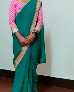 🌸Green Chiffon Saree🌸