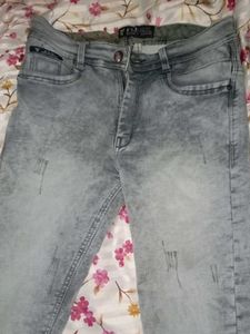 Distressed Gray Denim Jeans