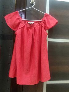 Red Flutter Sleeve Top