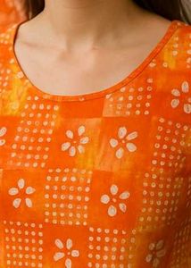 Orange Tie-Dye Printed Cotton Top