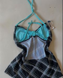 Plaid Halter Tankini Top