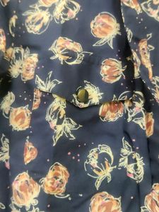 Blue Floral Printed Fitted Shirt