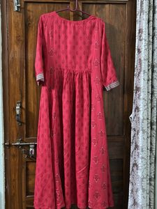Red Embroidered Kurta Dress
