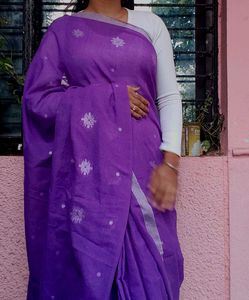 Elegant Purple Cotton Saree with blouse