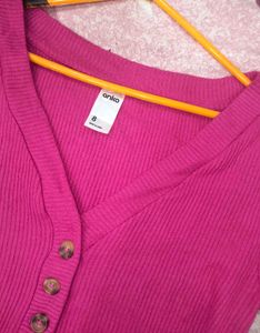Attractive V Neck Ribbed Top