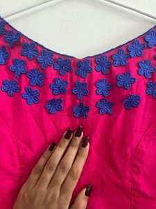 Pink Top and Blue Dupatta