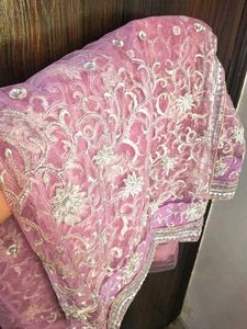 Readymade Net Embroidered Saree