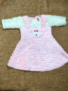 Cute Pink Baby Dress &amp; Hat Set