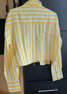 Yellow Striped Cropped Blouse