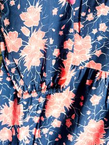 Pantaloons Navy Printed Casual Calf Dress Women