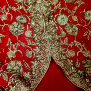 Red Fully Work Fishcut Frock