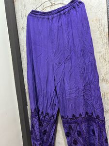 Purple Embroidered Palazzo – Open Side Slit