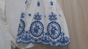 White Embroidered Bell Sleeve Top