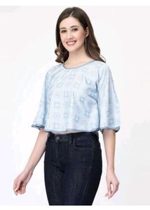 BlueTop &amp; Baby Pink Crop Top