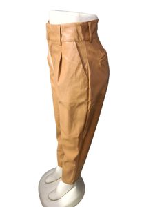 Stylish Tan Faux Leather Pants Size 30
