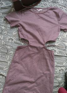 Burgundy Cutout Chevron Dress