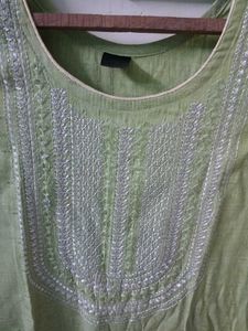Green Embroidered Kurti Set