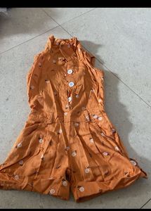 Cute Orange Floral Romper