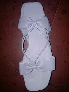 White Bow Tie Sandals
