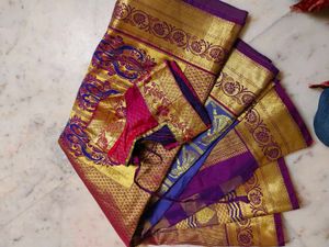 Kanjivaram Silk Saree With Blouse 🔥