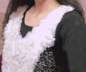 Black Dress with Faux Fur Detail