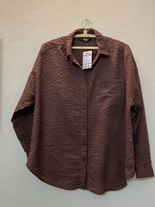 Max New Brown Seersucker Shirt For Ladies