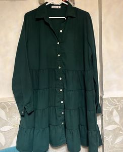 Green Tiered Shirt Dress