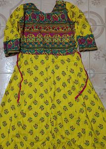 Yellow Printed Kurta