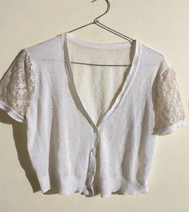 A White Colour Shrug Top For Women