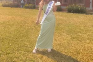 Green halterneck dress