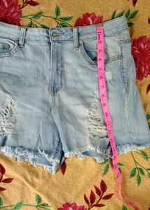 Malachi Distressed Light Blue Shorts (Women)