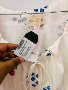 White Smocking Top With Drawstrings- Diwali 🎇🪔 S