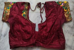 Stone And Dimond Work Maroon Blouse