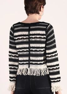 Striped Fringe Cardigan