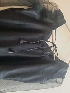 Black Long Kurti With Net Slevees