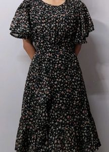 Black Mid Floral Dress