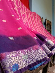 Multicolored Georgette Saree With Design Borders