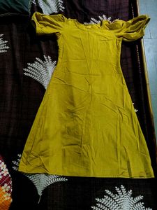 Mustard Yellow And Pink A-Line Dress(3)
