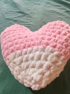 Handmade Pink &amp; White Heart Pillow