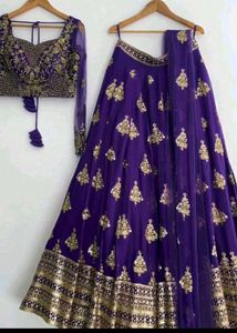 Elegant Purple &amp; Gold Indian Outfit