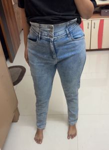 High-Waisted Denim Jeans