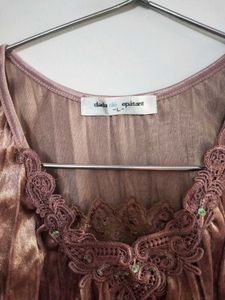 Velvet Lace Top with Embroidery
