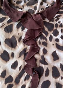 Leopard Print Ruffle Blouse