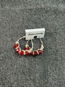Red Beaded Hoop Earrings