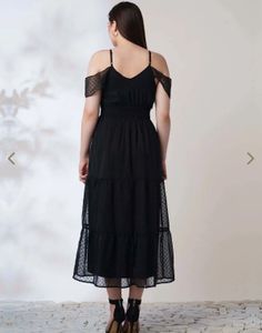Black Ruffled Fit and Flare Dress