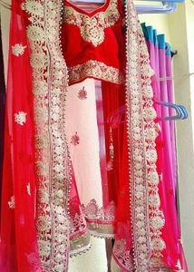 Red Embroidered Lehenga Choli Set