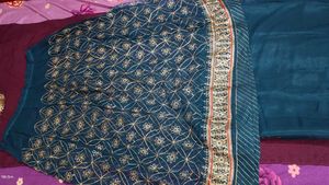 Teal &amp; Gold Dress Material