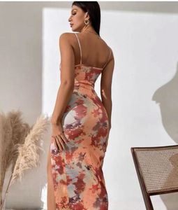 Abstract Print Cowl Neck Midi Dress