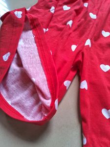 Red Sweer Heart Print Cotton Shorts